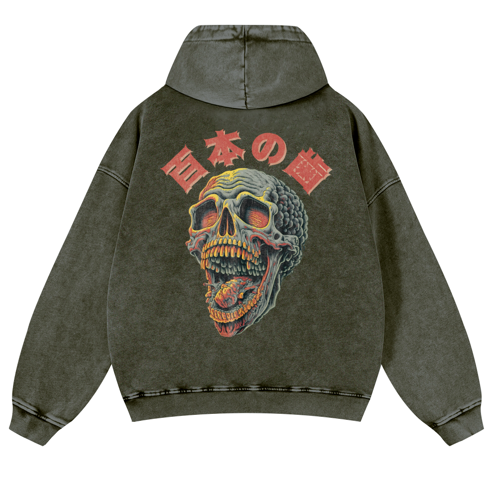 Skull Vintage Washed Cotton Back Art Hoodie
