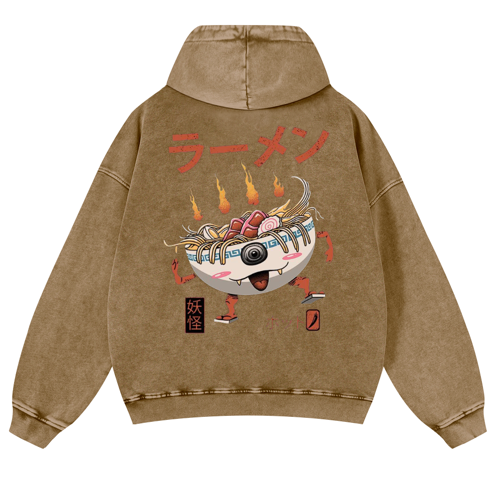 Ramen Vintage Washed Cotton Back Art Hoodie