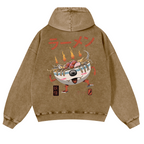 Ramen Vintage Washed Cotton Back Art Hoodie