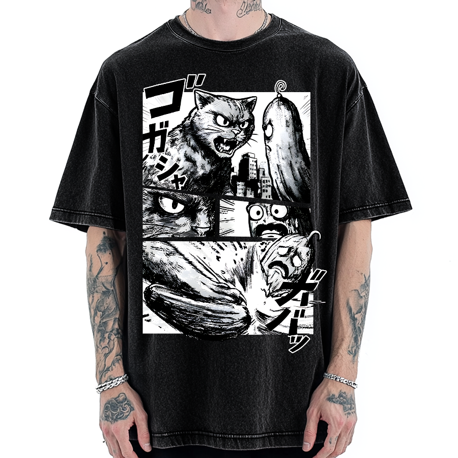 Cat vs Zucchini Vintage Washed T-shirt