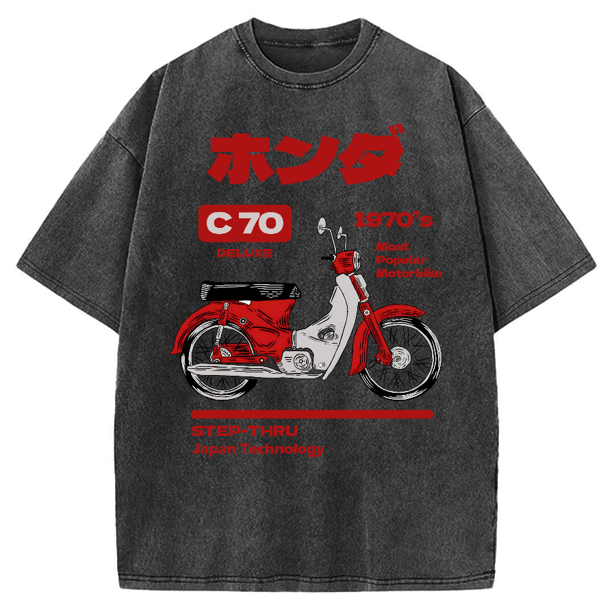 C70 Retro Motorcycle Vintage Washed T-shirt
