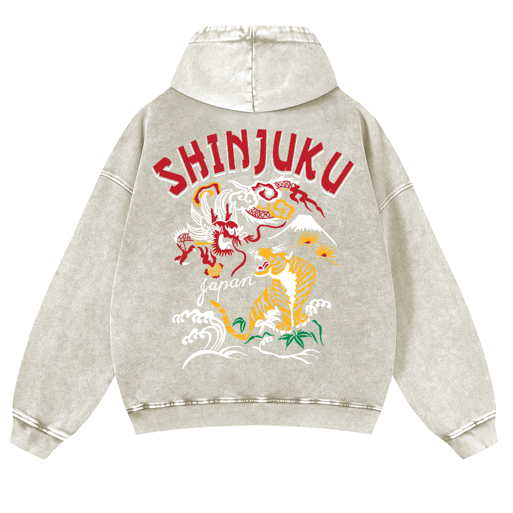 Shinjuku Tiger Loong Vintage Washed Cotton Back Art Hoodie