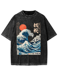 Ukiyo-e ocean Waves Vintage Washed T-shirt