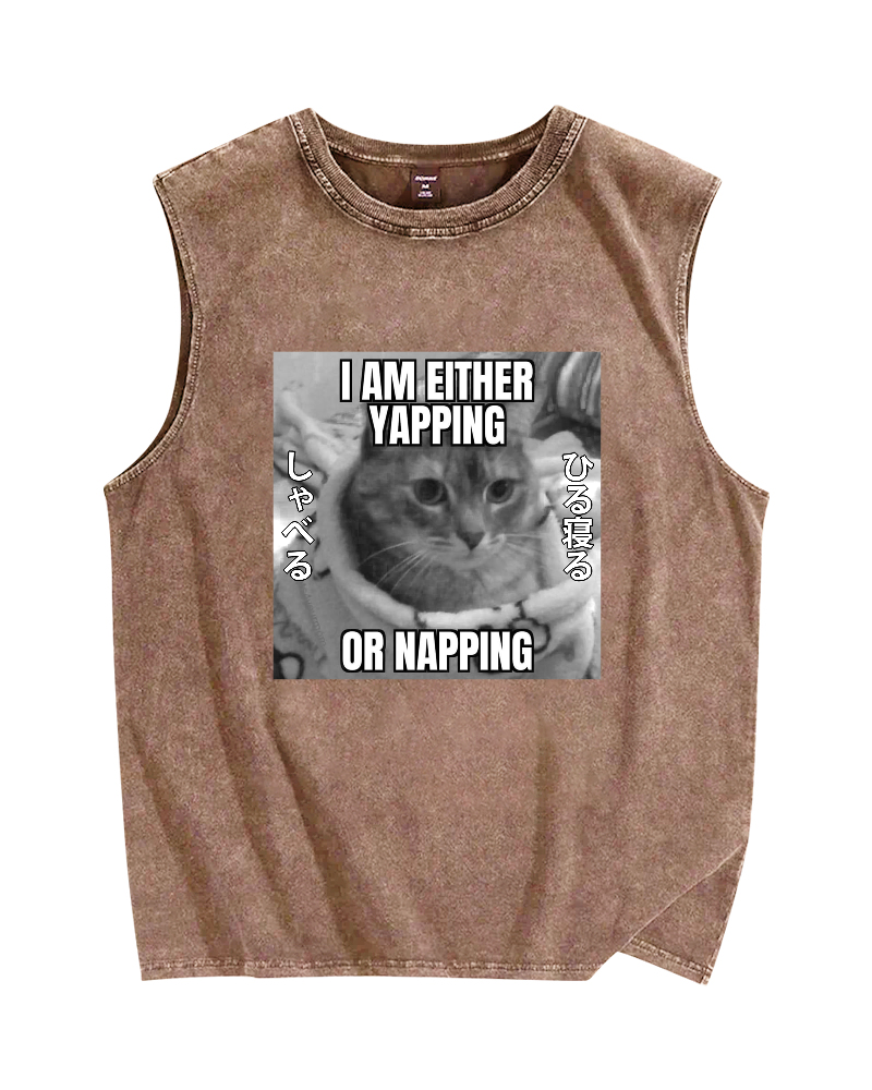 Yapping or Napping Vintage Distressed Washed Tank Top