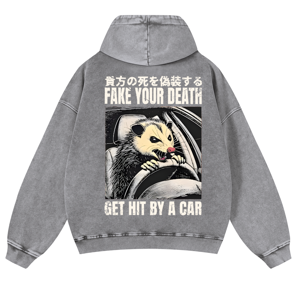 Skunk Vintage Washed Cotton Back Art Hoodie