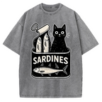 Cat And Canned Fish Vintage Washed T-shirt