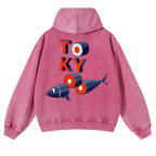 Tokyo Fish Vintage Washed Cotton Back Art Hoodie