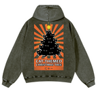 Christmas Tree Vintage Washed Cotton Back Art Hoodie