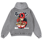 Ramen Hero Vintage Washed Cotton Back Art Hoodie