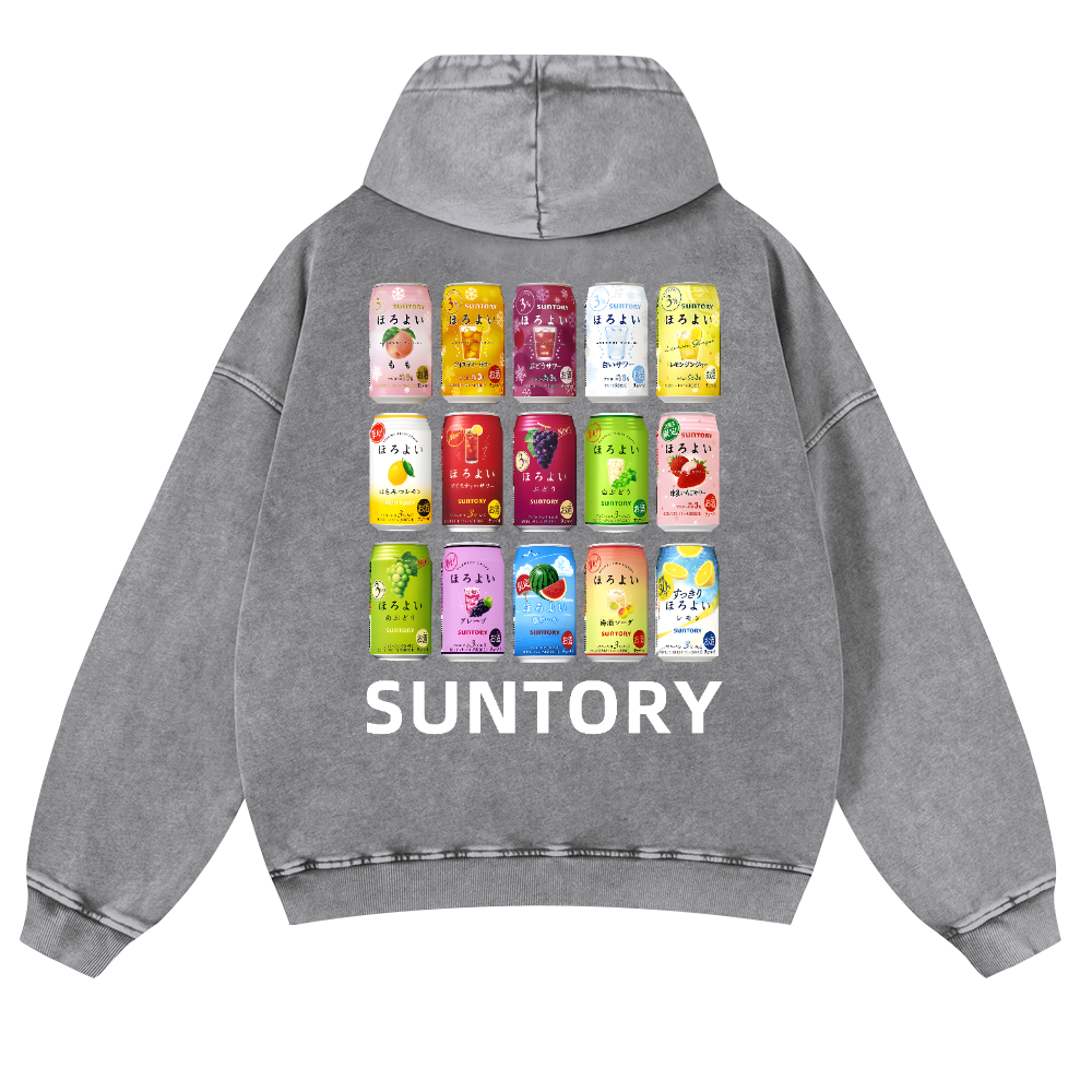 Suntory Vintage Washed Cotton Back Art Hoodie
