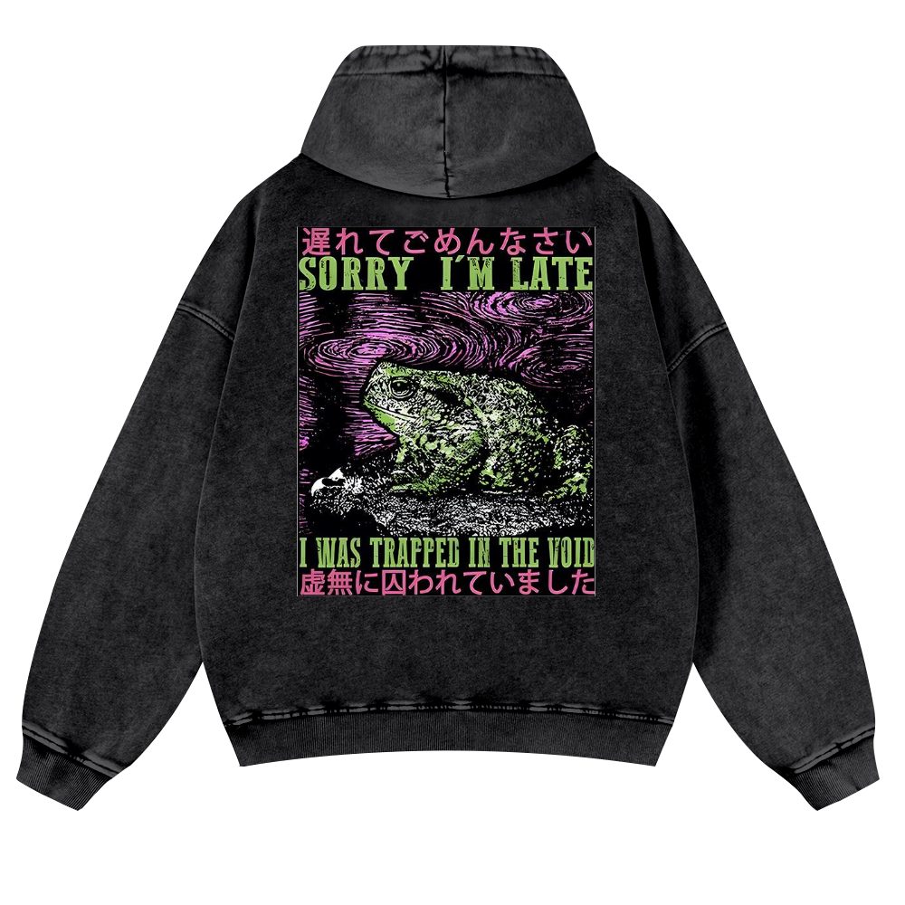 Frog's Void Excuse Vintage Washed Cotton Back Art Hoodie