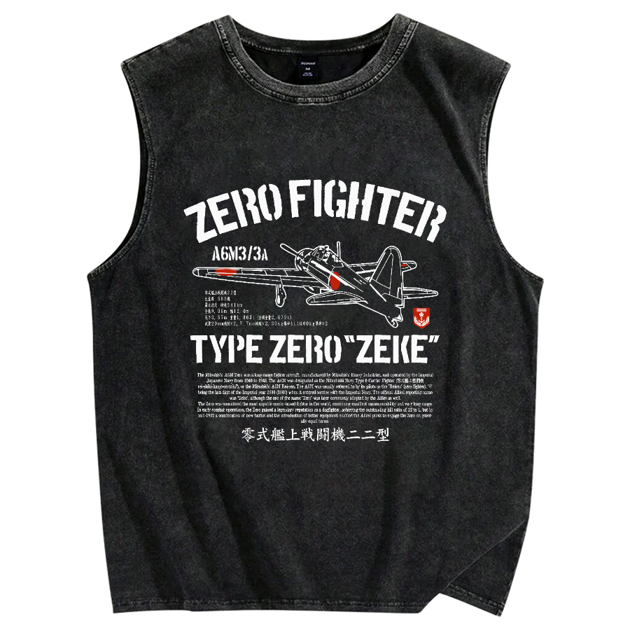 Japan Zero Fighter Vintage Distressed Washed Tank Top