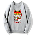 Cat Lamian Noodles Japan Cotton Pullover Sweatshirt