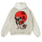 Dog Vintage Washed Cotton Back Art Hoodie
