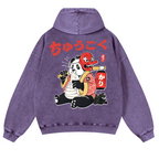 Panda Vintage Washed Cotton Back Art Hoodie