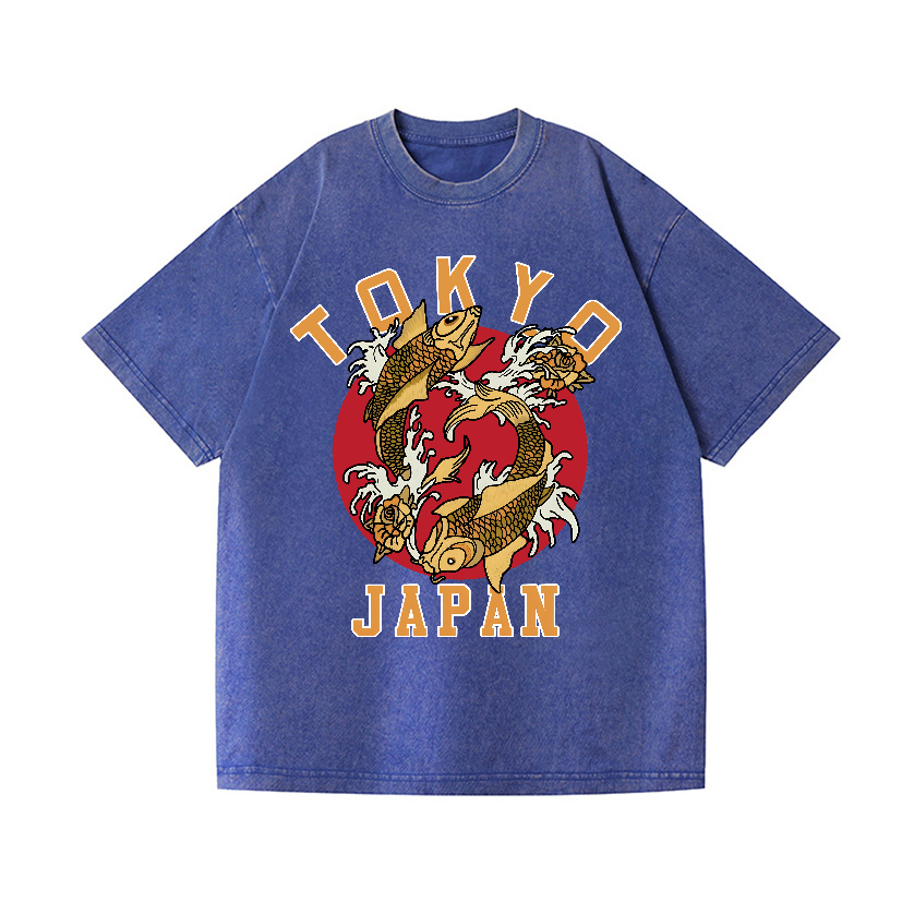 Tokyo Koi Fish Vintage Wash Japanese Design T-Shirt