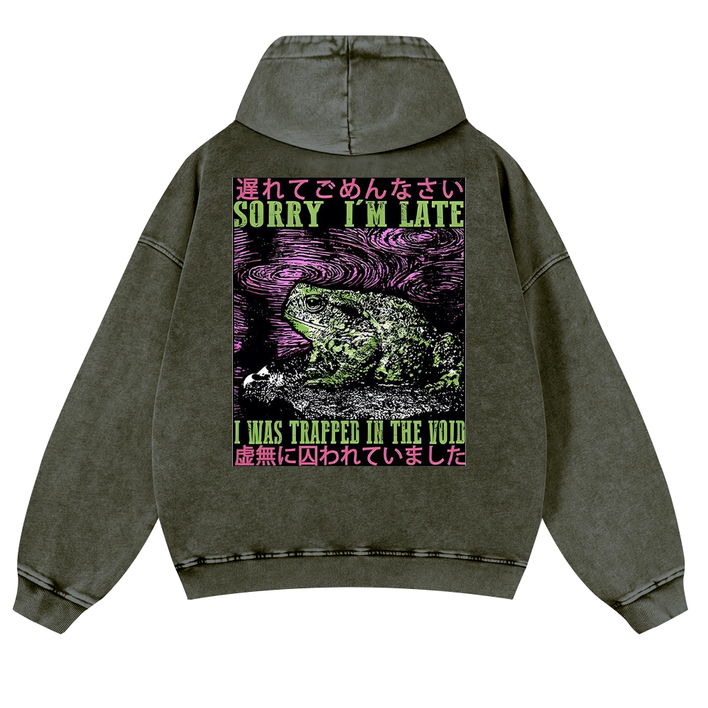 Frog's Void Excuse Vintage Washed Cotton Back Art Hoodie