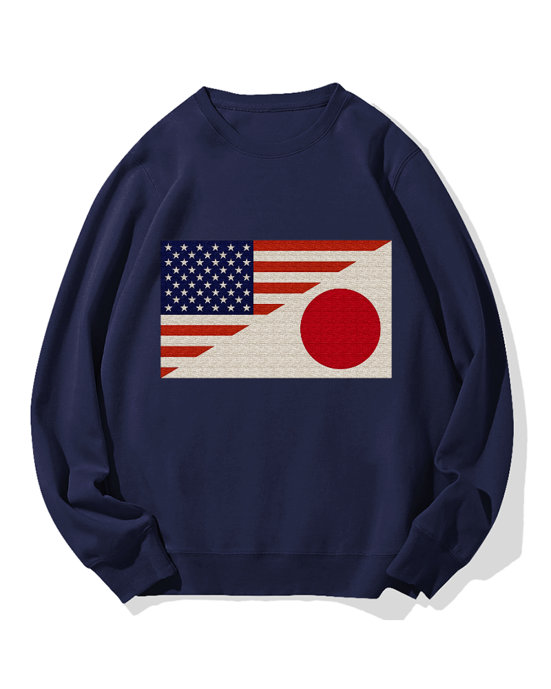 Japan-US Flag Cotton Sweatshirt