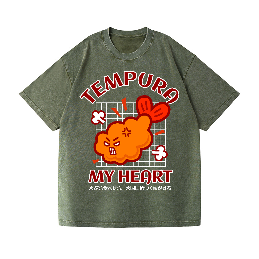 Tempura My Heart Vintage Wash Japanese Design T-Shirt