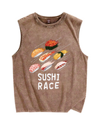 Sushi race Vintage Distressed Washed Tank Top