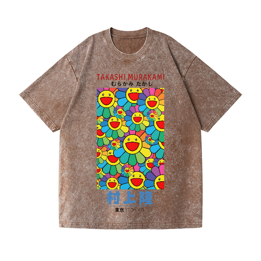 Japan Sunflowe Vintage Wash Japanese Design T-Shirt