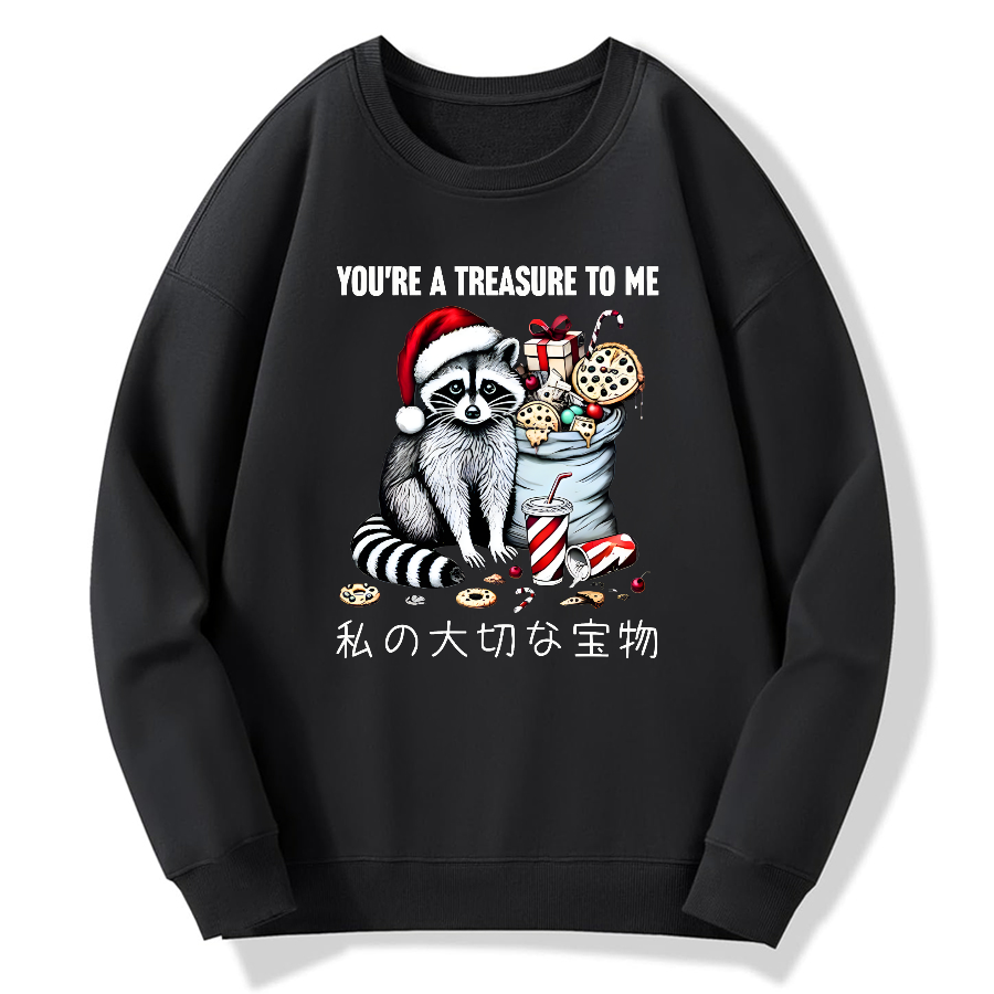 You are my treasure, Christmas wild raccoon Cotton Pullover Sweatshirt