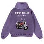 Motorcycle Bike Vintage Washed Cotton Back Art Hoodie