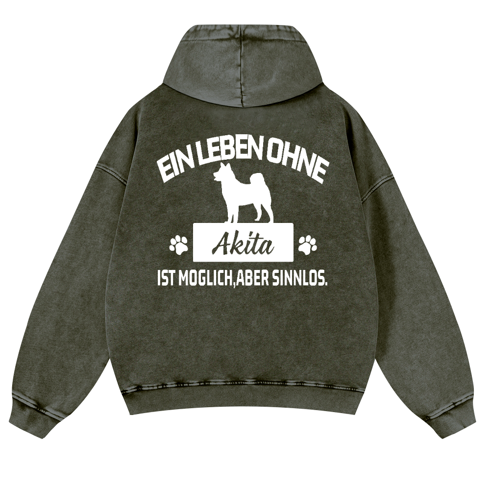 Akita Vintage Washed Cotton Back Art Hoodie