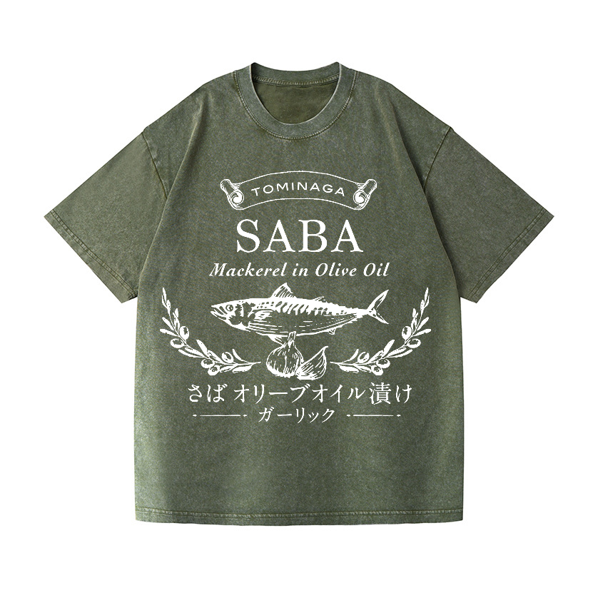 Mackerel Fish Vintage Wash Japanese Design T-Shirt