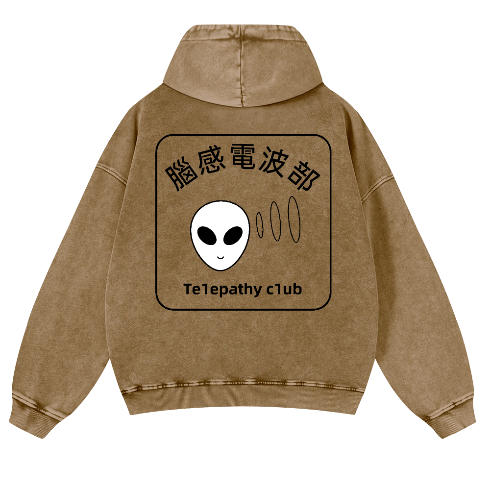 Telepathy Club Vintage Washed Cotton Back Art Hoodie