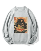 Hippo eating ramen Cotton Sweatshirt