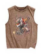 Samurai Fox Vintage Distressed Washed Tank Top