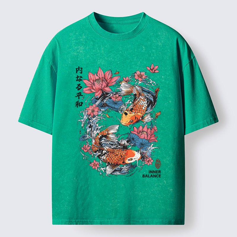 Unisex Koi Serenity Washed T-Shirt
