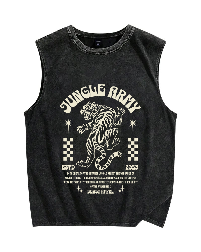 Vintage Tiger Graffiti Christian Snowflake Washed Vest