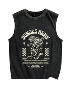 Vintage Tiger Graffiti Christian Snowflake Washed Vest
