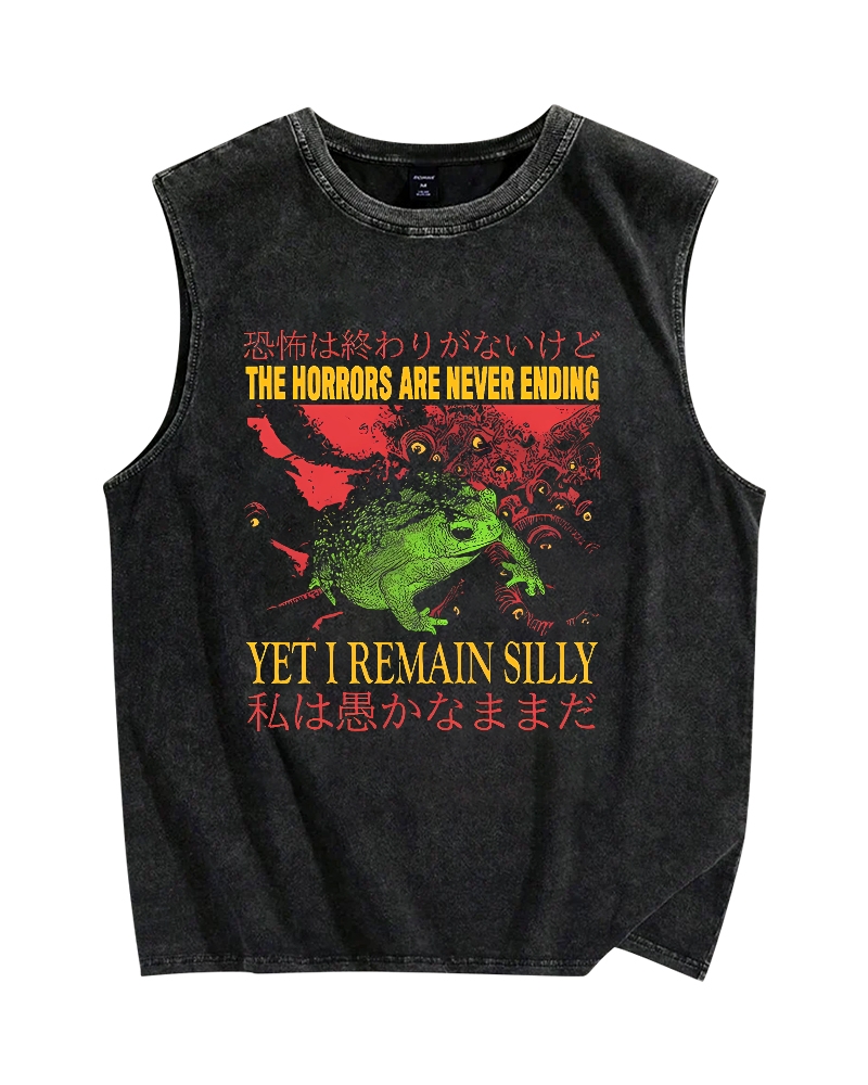 Japanese Frog Vintage Distressed Washed Tank Top