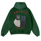 Masked Cat Vintage Washed Cotton Back Art Hoodie