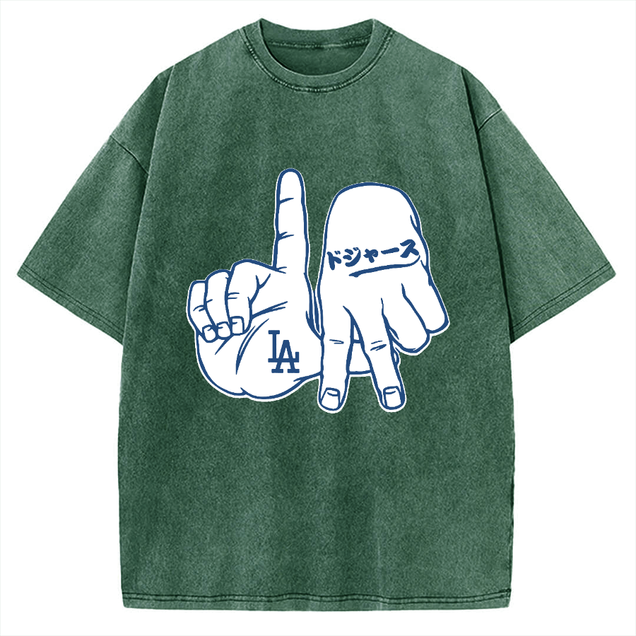 LA  Sign & Baseball Vintage Washed T-shirt