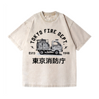 Mini Fire Truck Vintage Wash Japanese Design T-Shirt