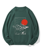 Japanese Sakura & hinomaru Cotton Sweatshirt