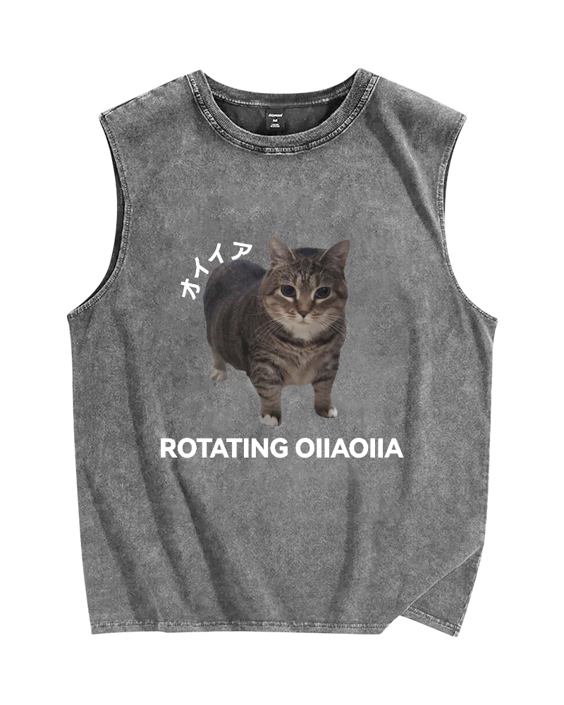 OIIA meme cat Vintage Distressed Washed Tank Top