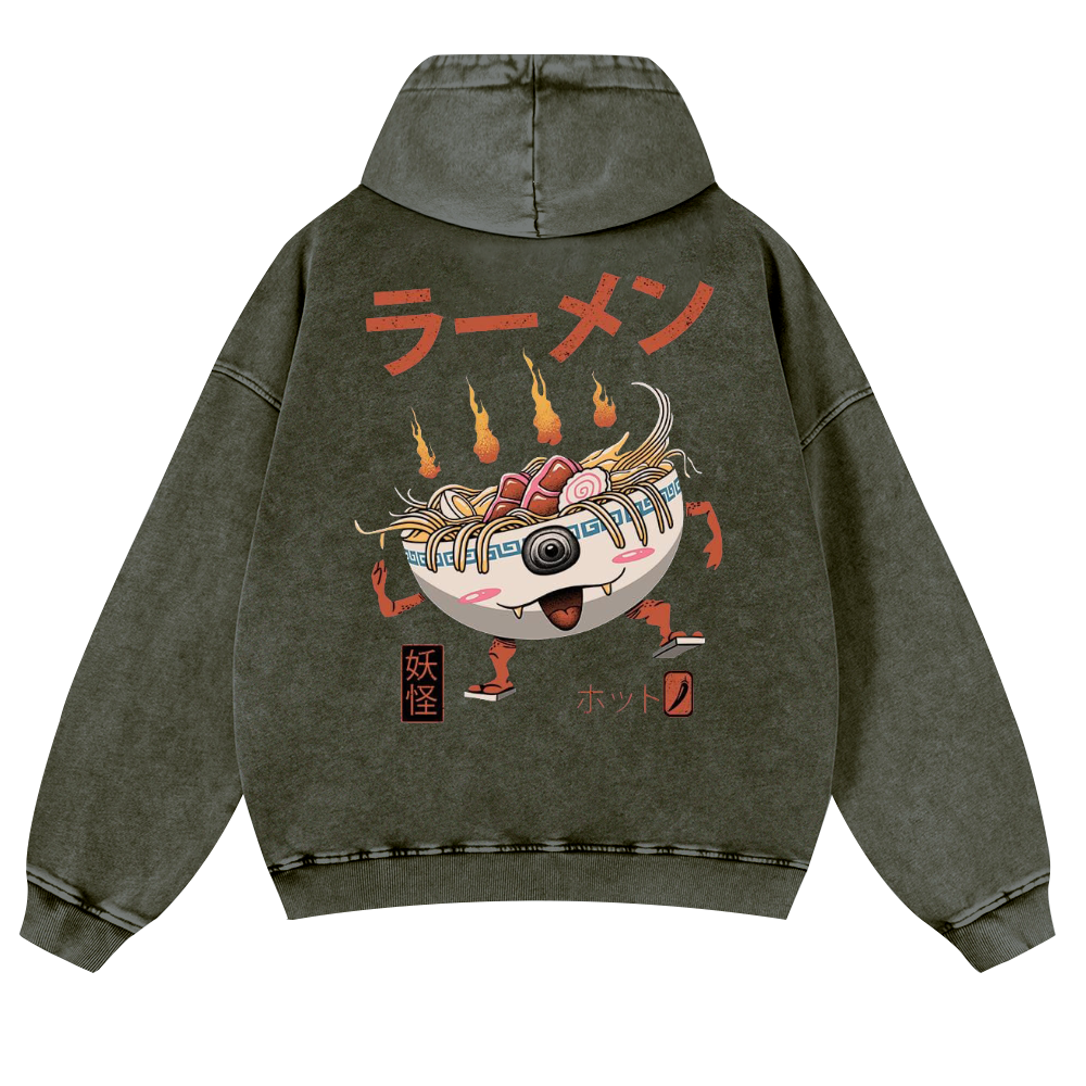 Ramen Vintage Washed Cotton Back Art Hoodie