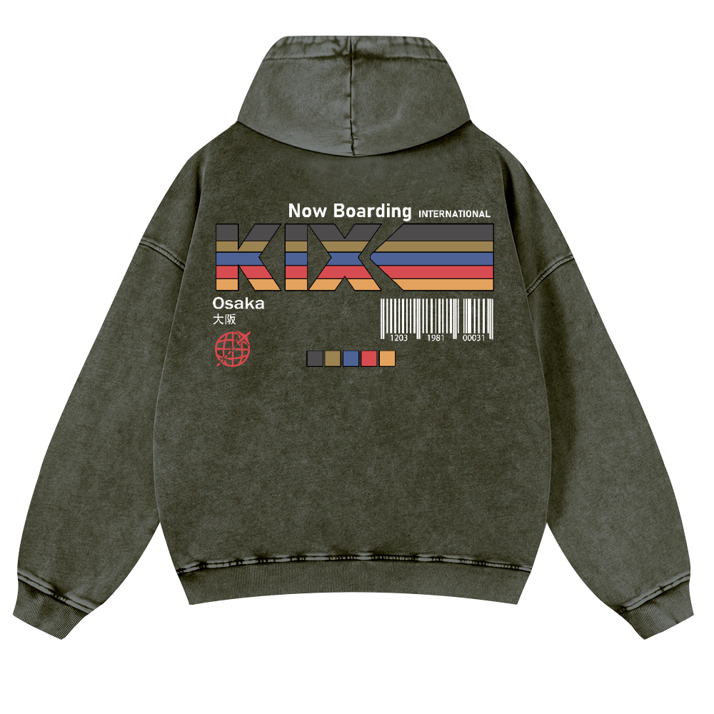 Kansai Airport Vintage Washed Cotton Back Art Hoodie