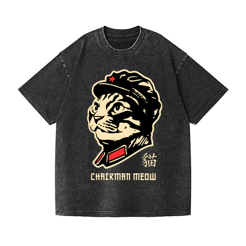 Chairman Meow Cat Vintage Wash Japanese Design T-Shirt