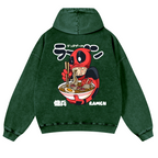 Ramen Hero Vintage Washed Cotton Back Art Hoodie