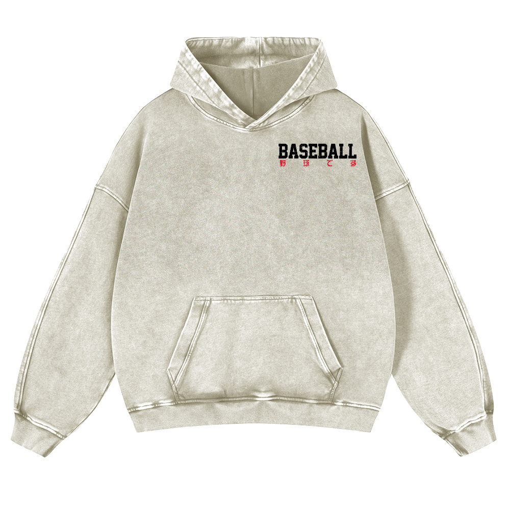 Baseball Vintage Washed Cotton Back Art Hoodie