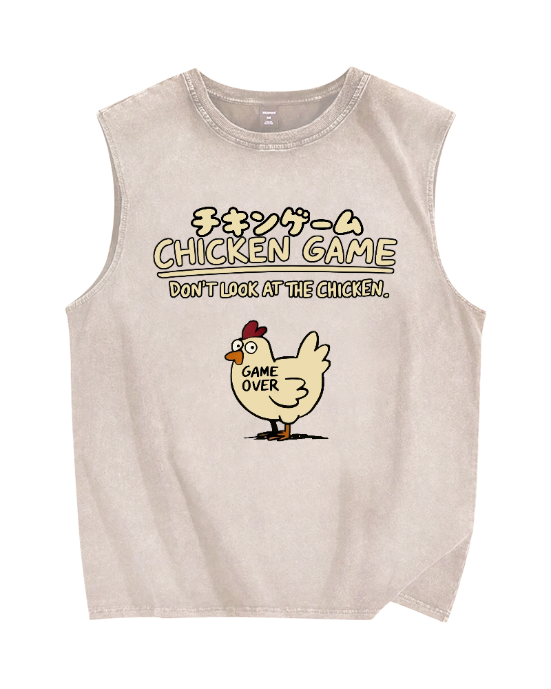 Chicken Game Vintage Distressed Washed Tank Top