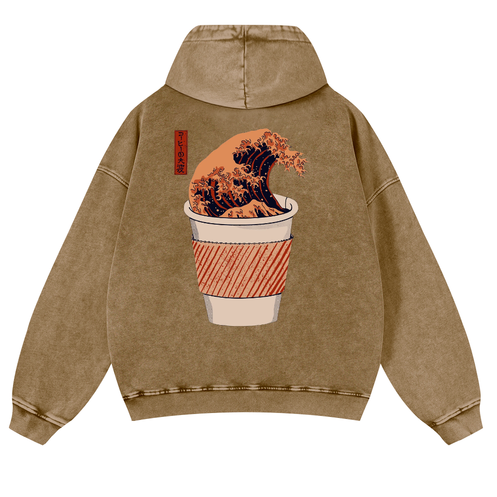 Wave Vintage Washed Cotton Back Art Hoodie