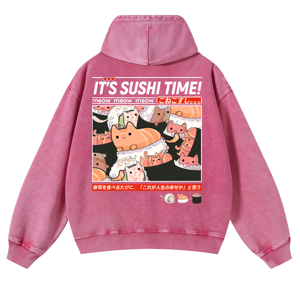 Sushi Vintage Washed Cotton Back Art Hoodie