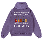 Guitars Vintage Washed Cotton Back Art Hoodie
